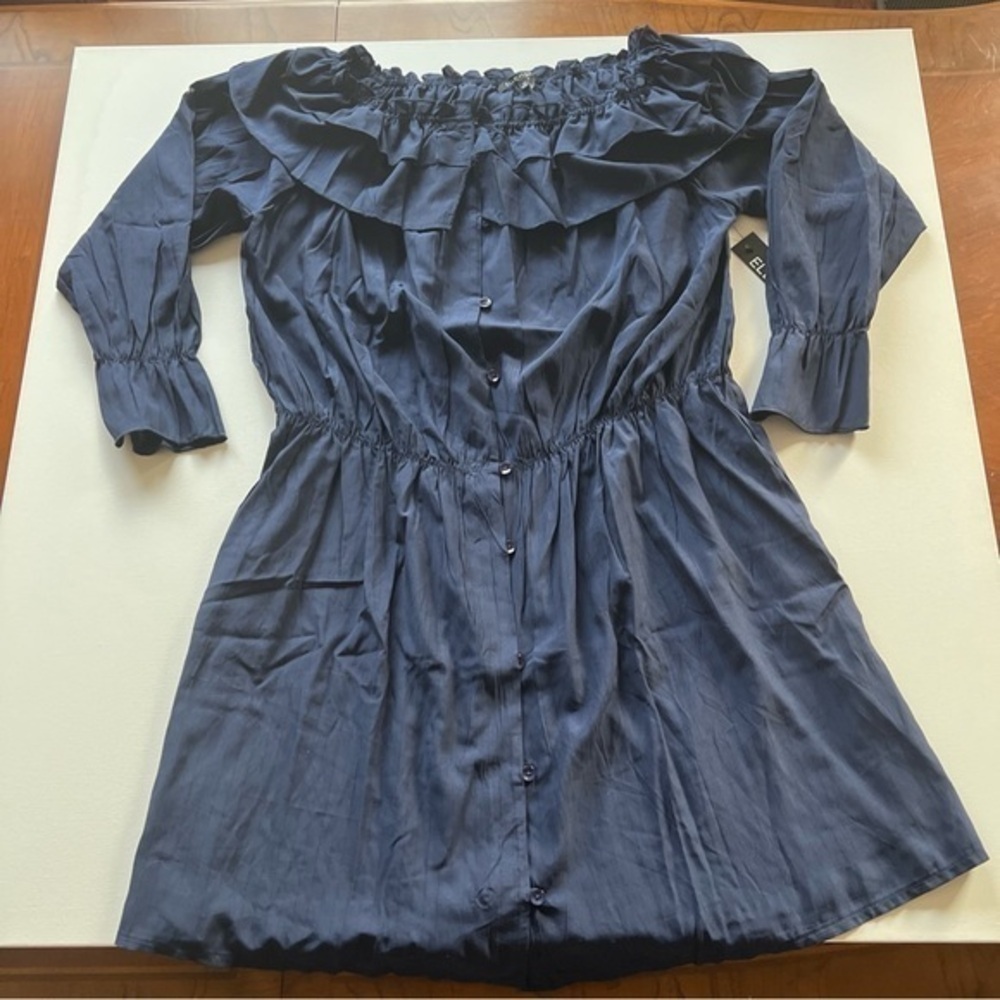 NWT Elliott & Vine Dress Women’s Navy Blue‎ Chambray Size 2XL (A4)